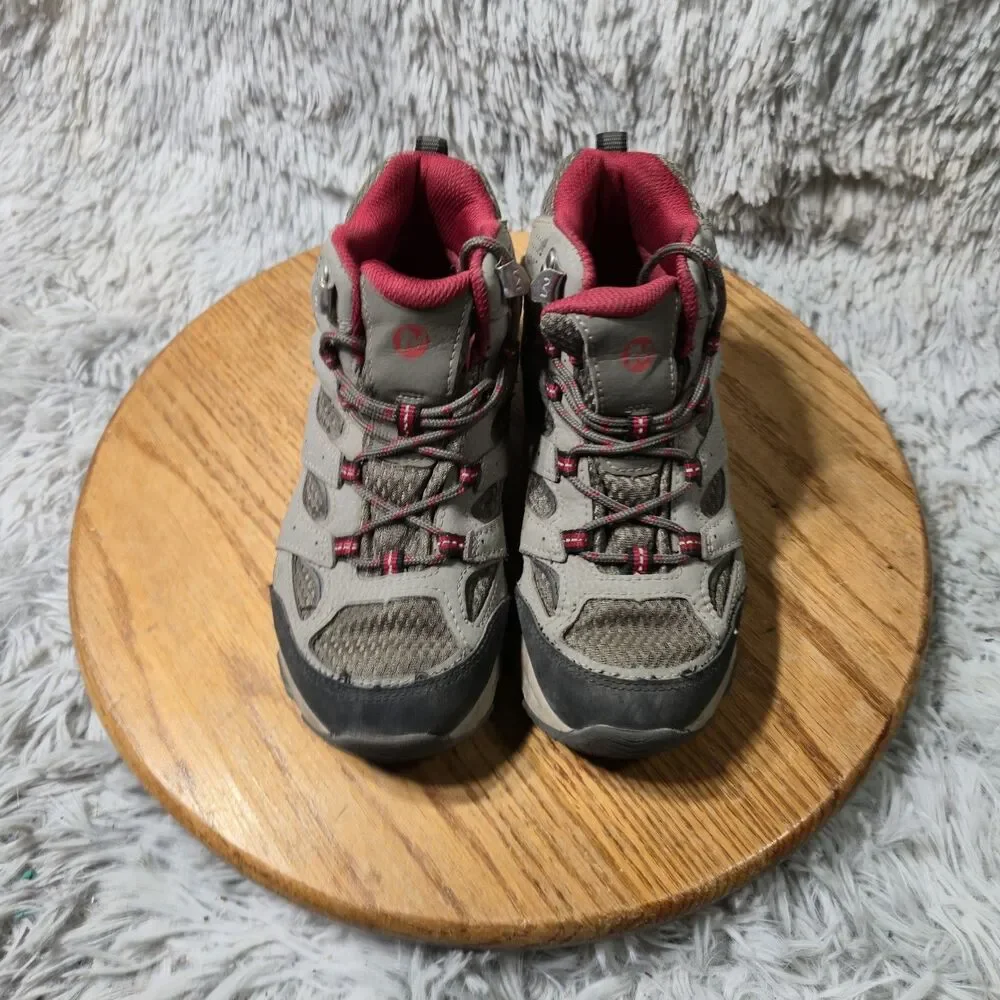 Merrell Moab 3 Waterproof Kids Hiking Boot Boulder Red Lace Up Outdoor Size 2